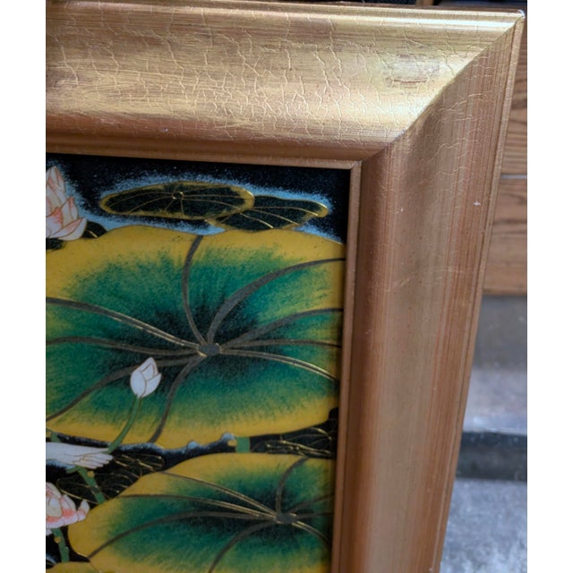 Set of 4 Vintage Vietnamese Lacquer Enamel Cloisonne Sơn Mài Paintings in the Style of Ting Shao Kuang For Sale - Image 15 of 15