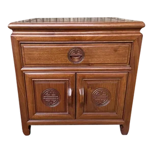 Mid 20th Century Hand-Carved Chinese Solid Rosewood Two-Door Nightstand