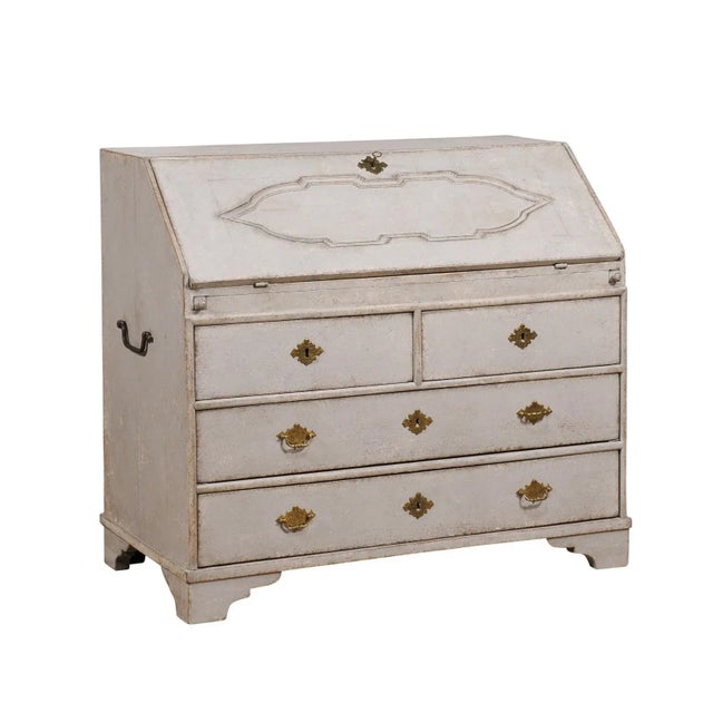 Late 18th Century 1790s Scandinavian Slant Front Desk with Carved Panel and Four Drawers For Sale - Image 5 of 12