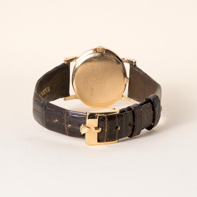 Rolex Vintage Rolex Cellini Brown Leather Strap 18k Yg For Sale - Image 4 of 10