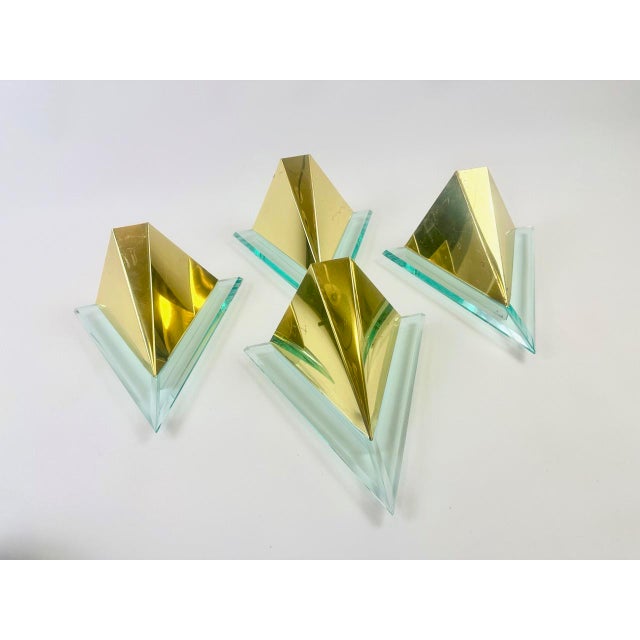 Gold Postmodern Triangular Sconces from Karstadt, 1980s, Set of 2 For Sale - Image 8 of 18