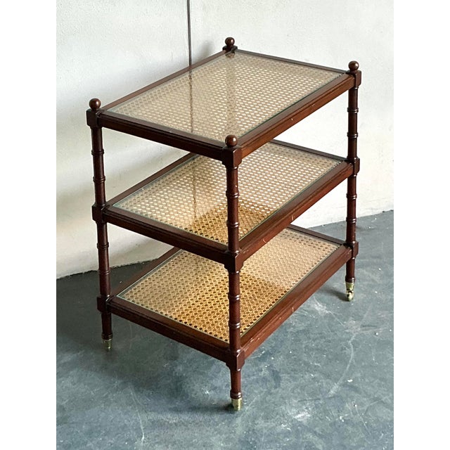 Mid 20th Century Vintage Regency Stacked Cane Side Table For Sale - Image 5 of 6