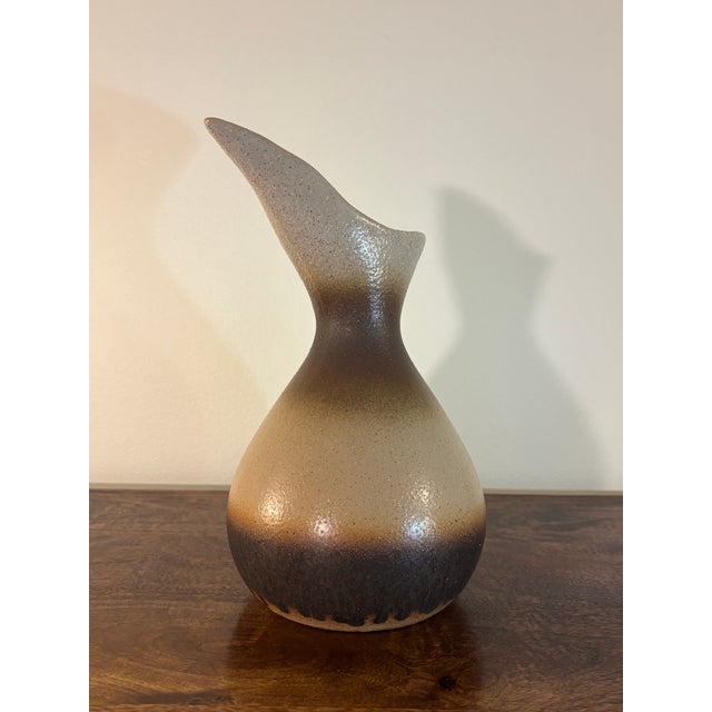 Mid-Century Modern Mid Century Modern Studio Pottery Pitcher, Sculptural Sand Glaze Vessel For Sale - Image 3 of 7