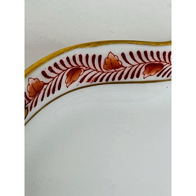 1970s Herend Chinese Bouquet Rust Scalloped Oval Dish For Sale - Image 5 of 9