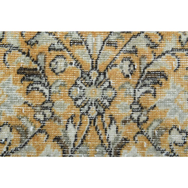 1970s Vintage Turkish Oushak Handmade Wool Cotton Yellow Runner Rug For Sale - Image 5 of 11