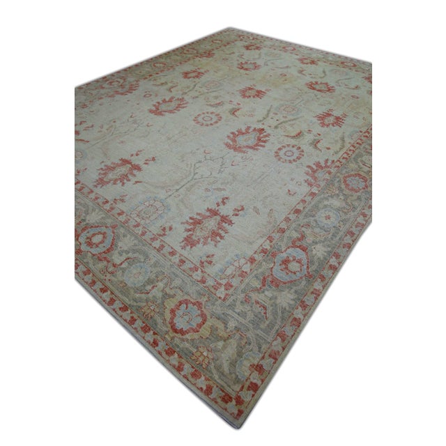 Modern Turkish Fine Woven Oushak Rug 9'7" x 12'1" For Sale - Image 4 of 6
