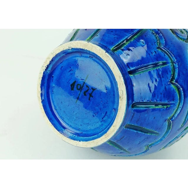 Large Mid-Century Italian Ars Vase Jug in Blue Glaze Rimini , 1950s For Sale - Image 9 of 10