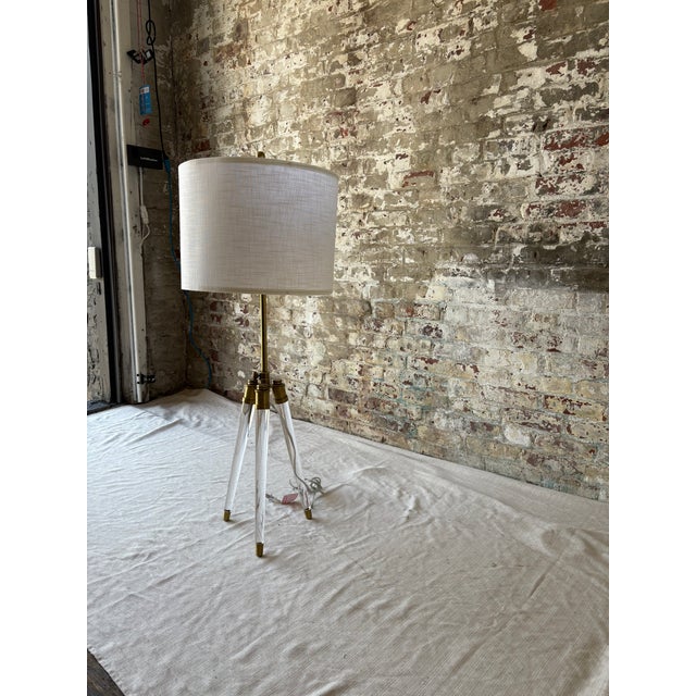 1980s Brass & Acrylic Floor/Table Lamp For Sale - Image 4 of 7