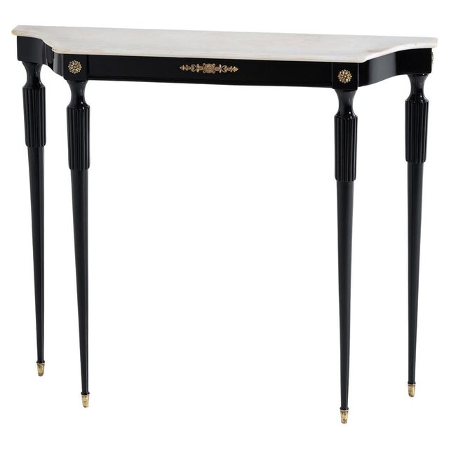 Mid-20th Century Black Console Table with White Stone Top, Italy For Sale - Image 12 of 18