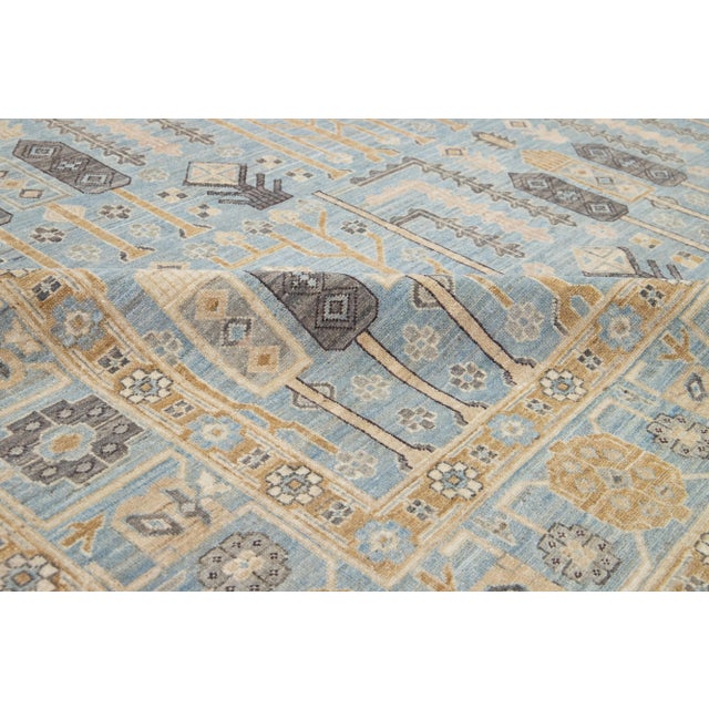 2010s Contemporary Khotan Blue Wool Rug With Allover Geometric Design For Sale - Image 5 of 10