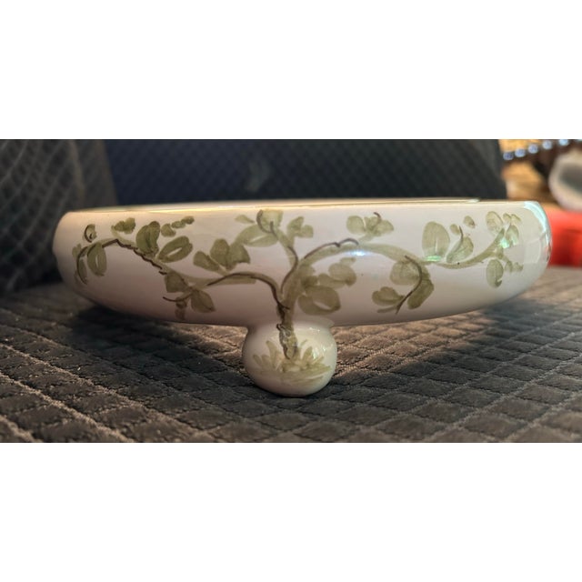 Vintage Ulmer Keramik Round Hand Painted 8" flower frog West Germany . 3 round feet measures 8" inches in length and 1.75...