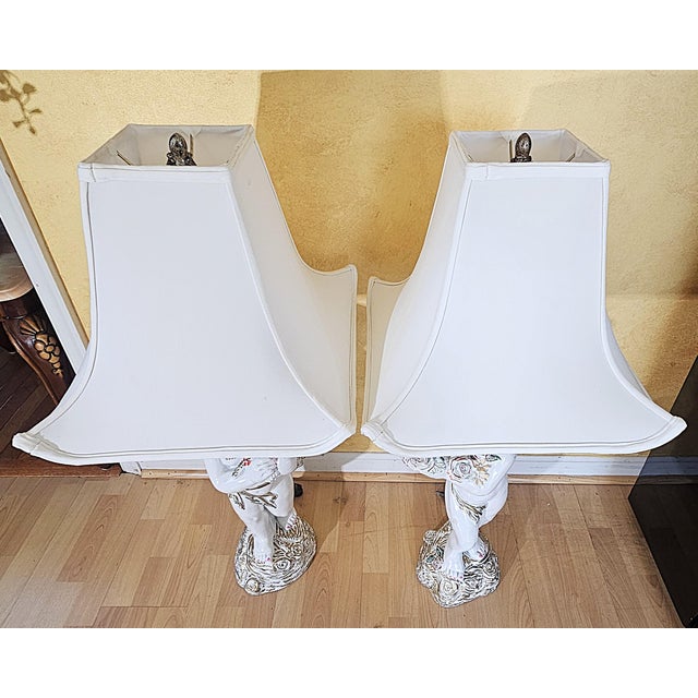 Vintage Hand-Painted Italian Figural Table Lamps, a Pair For Sale - Image 4 of 18