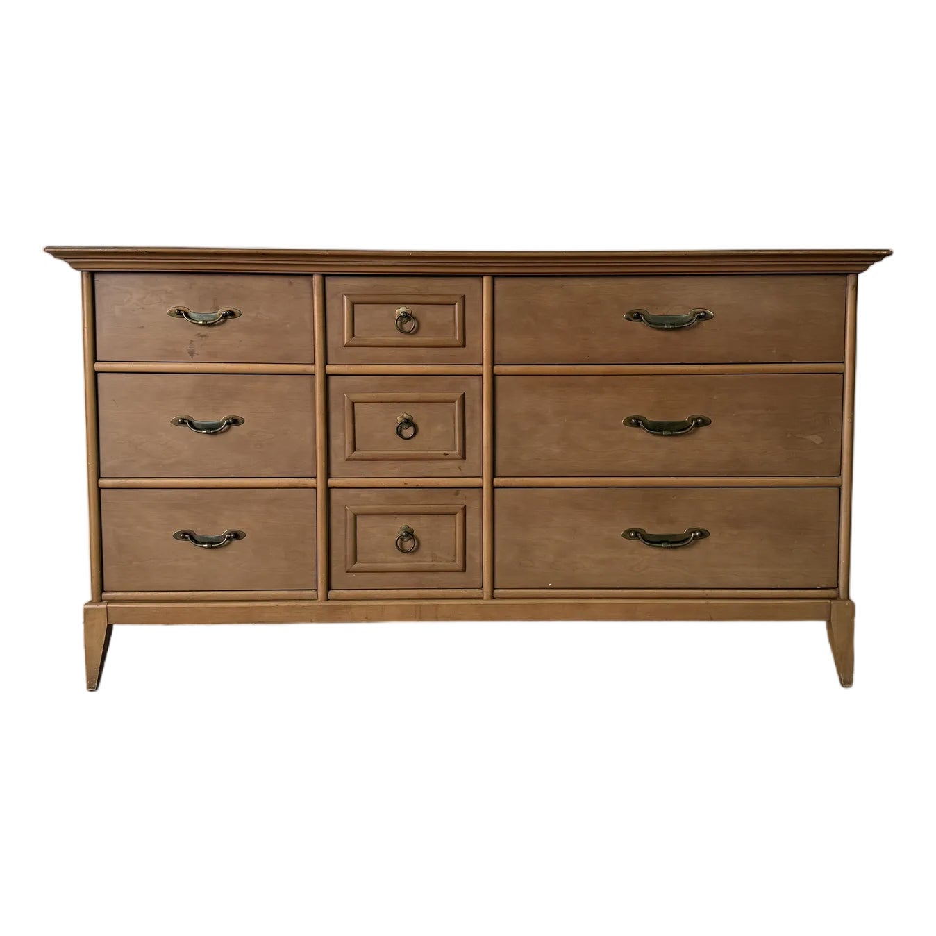 Vintage Broyhill Premier Division 9-Drawer Dresser With Brass Handle |  Chairish