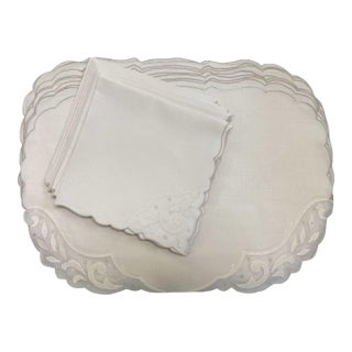 Vintage Madeira Linen Placemats and Napkins, Set of 16 For Sale
