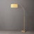 Mid-Century Modern Float Chairside Arc Lamp 75" H - Weathered Brass, Avocado Linen Drum Shade, Dimmable, Bulb Included For Sale - Image 3 of 7