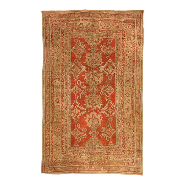 Late 19th Century Turkish Oushak Rug, 11'05 X 18'08 For Sale