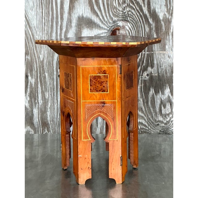 Late 20th Century Vintage Boho Inlay Drinks Table For Sale - Image 5 of 7