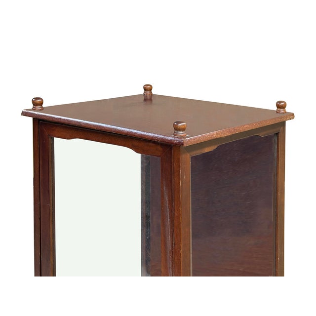 Vintage Square Brown Frame Glass Door Display Case Box For Sale - Image 10 of 13