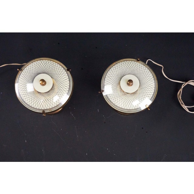 Cream Bedside Lamps in Curved Glass attributed to Pietro Chiesa, Italy, 1950s, Set of 2 For Sale - Image 8 of 10