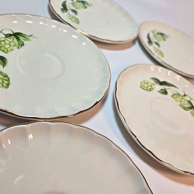 Ceramic Gold Rimmed Hops Saucers- Set of Eight For Sale - Image 7 of 10