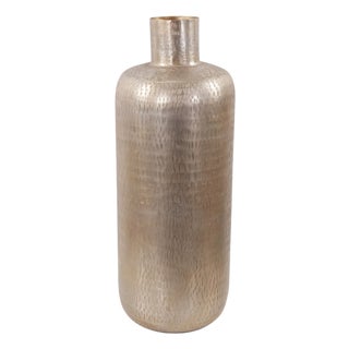 Etched Crossways Short Neck Bottle Vase- Large For Sale