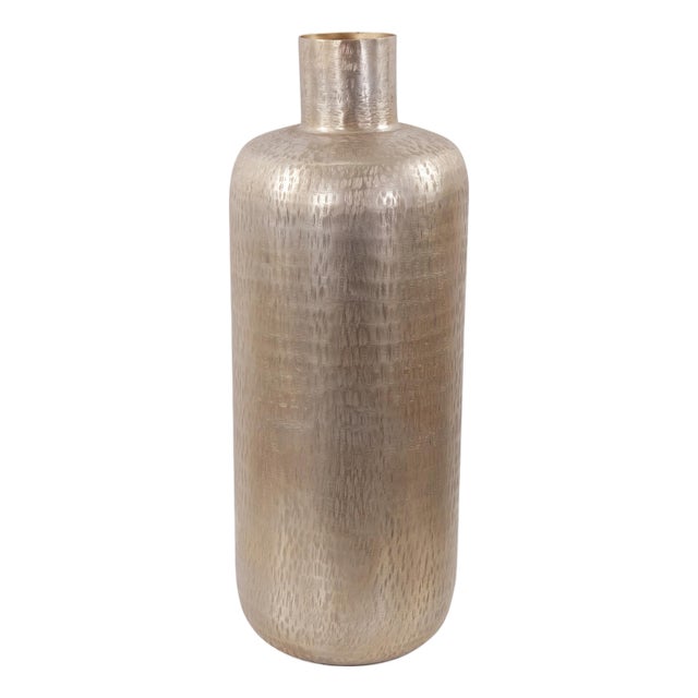 Etched Crossways Short Neck Bottle Vase- Large For Sale