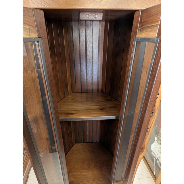 1990s Rare Rick Brunner Live-Edge Walnut Curio Cabinet For Sale - Image 10 of 17