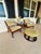 2 Professionally Refurbished Genuine McGuire lounge chairs with coordinating ottoman, complete with makers mark and label....