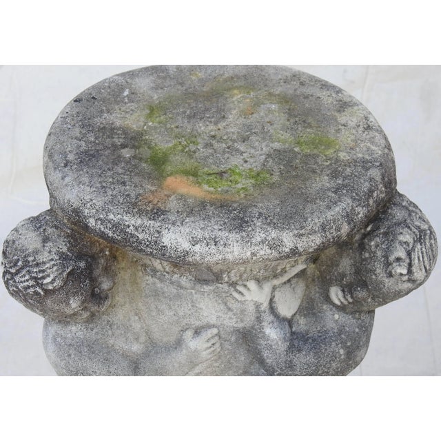 Pair of Cast Concrete Cherub Pedestals For Sale - Image 9 of 13