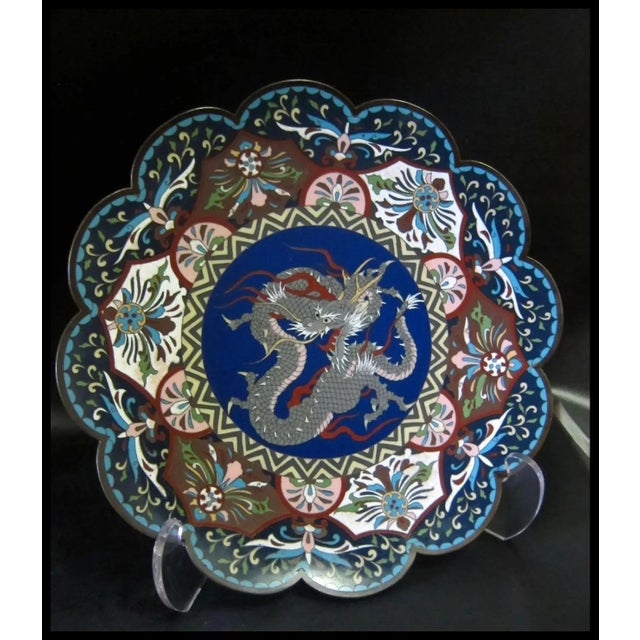 Chinese Vintage Cloisonné Chinese Charger For Sale - Image 3 of 10