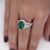 Metal 5.5 Carat Oval Cut Emerald & Diamond 18k White Gold Filigree Crossover Ring, Size 7.75 For Sale - Image 7 of 10