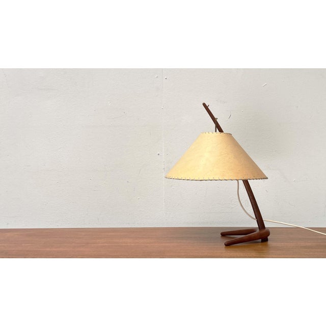 Kalmar Mid-Century Modern Teak Dornstab Table Lamp by A. Pöll for Kalmar, Vienna, 1950s For Sale - Image 4 of 18