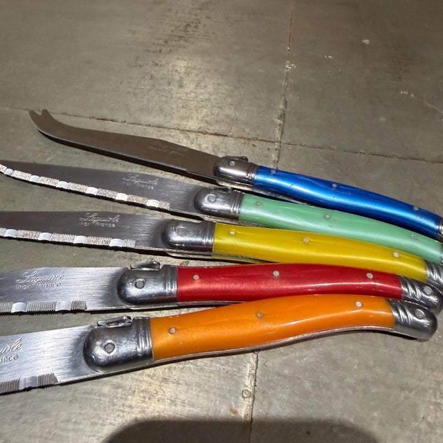 1980s 1980s Colorful Multi-Piece Laguiole-Style Knife, Set of 5 For Sale - Image 5 of 8