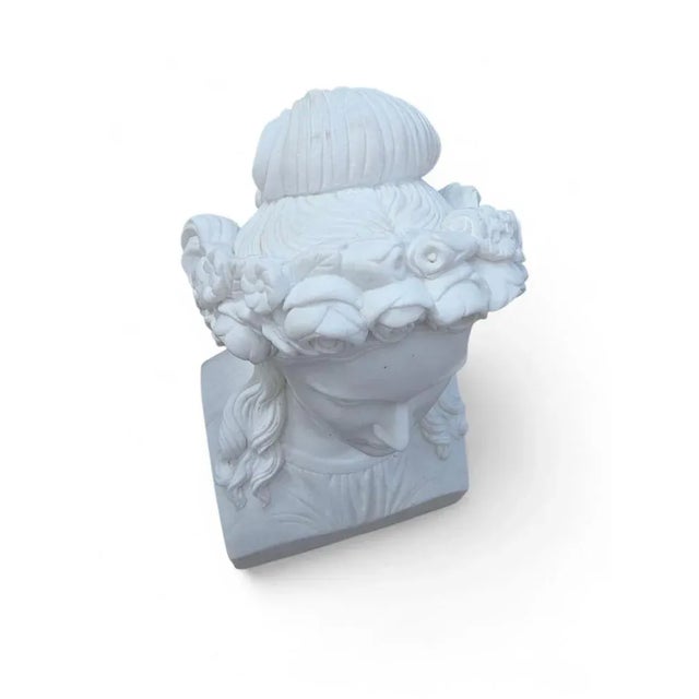 Italian Hand-Carved Marble Bust of Greek Woman, 1980s For Sale - Image 11 of 12