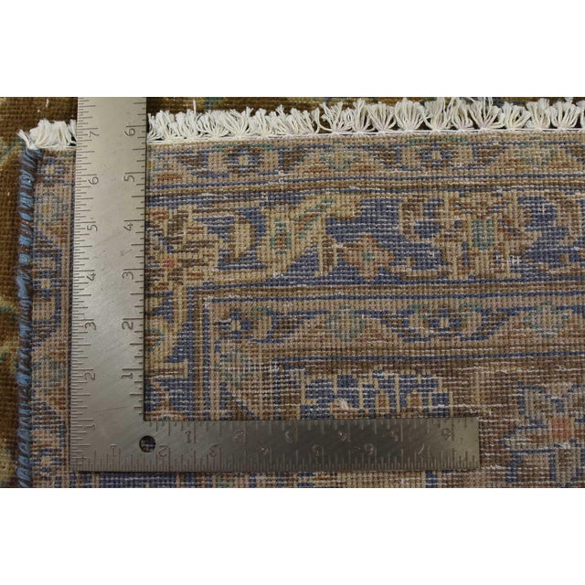 Kashan Rug 10′ X 13’5” Brown Wool Vintage Distressed Hand-Knotted Carpet For Sale - Image 15 of 15