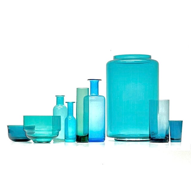 Mid 20th Century Vintage Turquoise & Aqua Decorative Glass Super Group - 36 Pieces For Sale - Image 5 of 6