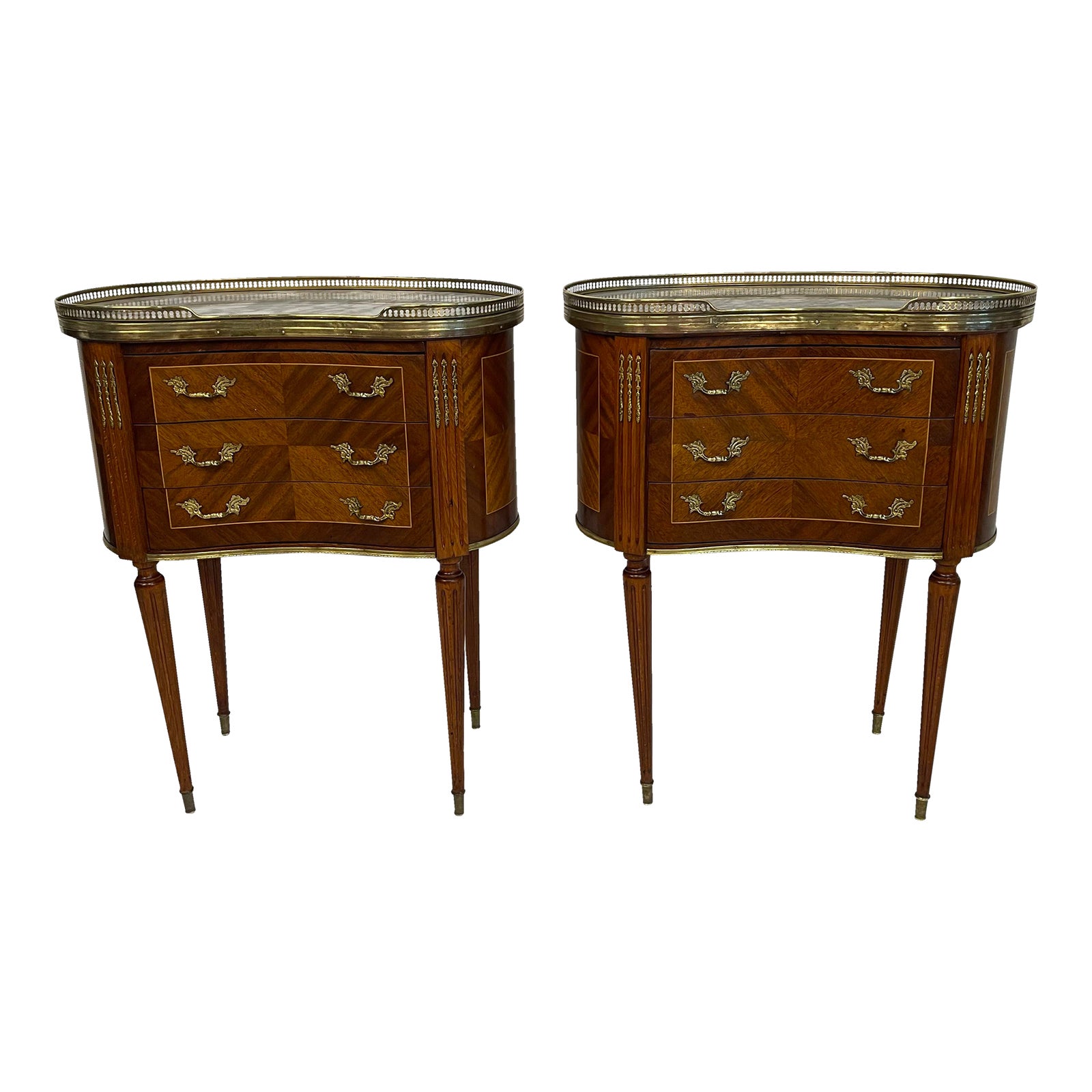 1930s Pair of Louis XVI Style End or Bedroom Side Tables With Marble ...
