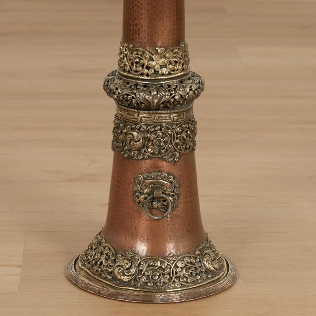 Pair of Antique Copper Tibetan Horns or Dungchen For Sale In West Palm - Image 6 of 14