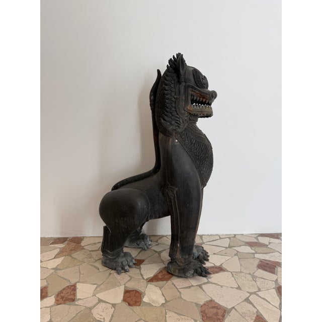 Thai Artist, Guardian Lions, 19th Century, Bronzes, Set of 2 For Sale - Image 6 of 18