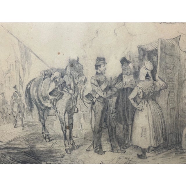 Antique 19th Century Original Bud Cornet Military Figural Sketch Pencil Drawing For Sale - Image 4 of 14