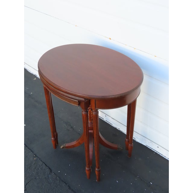Early 1900s Duncan Phyfe Mahogany Nesting Side End Tables Set of Three 6403 For Sale - Image 14 of 18