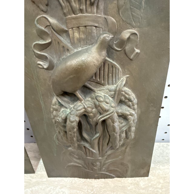 1940s Pair of French Bronze Bird Wall Relief Sculptures For Sale - Image 4 of 8