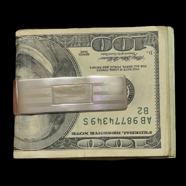 Contemporary Late 20th Century Tiffany & Co Etched Money Clip Sterling Silver Estate For Sale - Image 3 of 5