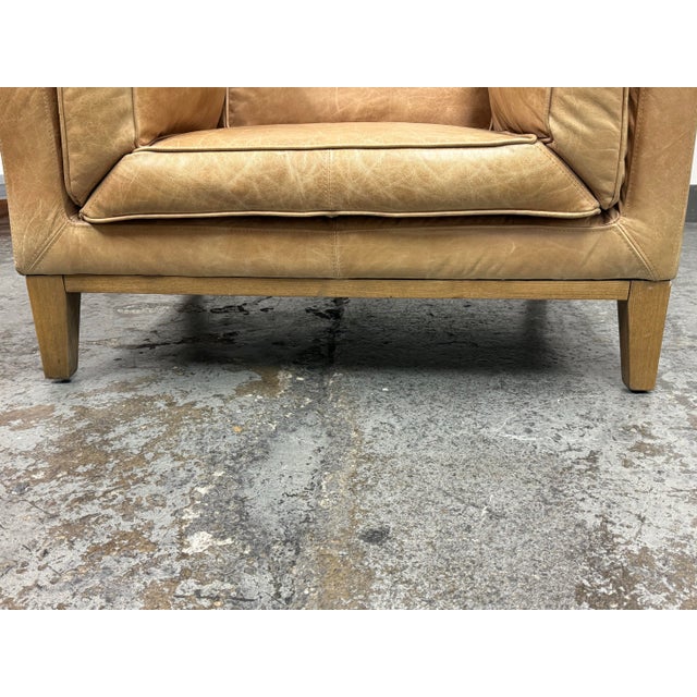 Contemporary Tan Leather Armchair For Sale - Image 9 of 12