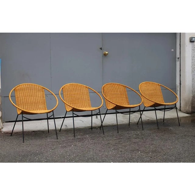 Garden Armchairs in Midollin & Metal Campo & Graffi Design attributed to Campo E Graffi, 1960s, Set of 4 For Sale - Image 11 of 12