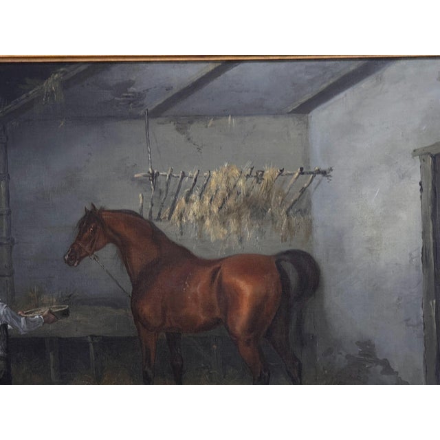 Early 19th Century English Painting of a Horse and Groom in a Stable For Sale - Image 5 of 7