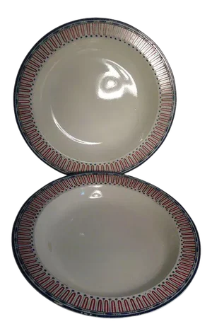 18th Century Wedgwood Creamware Etruscan Pattern Soup Plates - A Pair