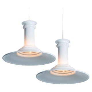White Hanging Lamps by Michael Bang for Holmegaard, 1970, Set of 2 For Sale