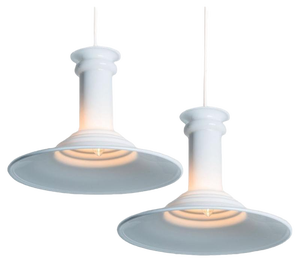 White Hanging Lamps by Michael Bang for Holmegaard, 1970, Set of 2