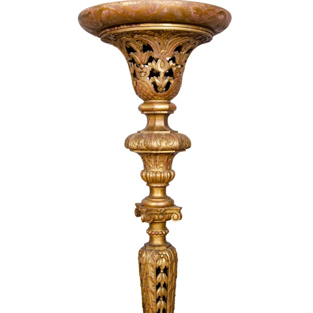 Wood William and Mary Style Giltwood Torcheres - A Pair For Sale - Image 7 of 10
